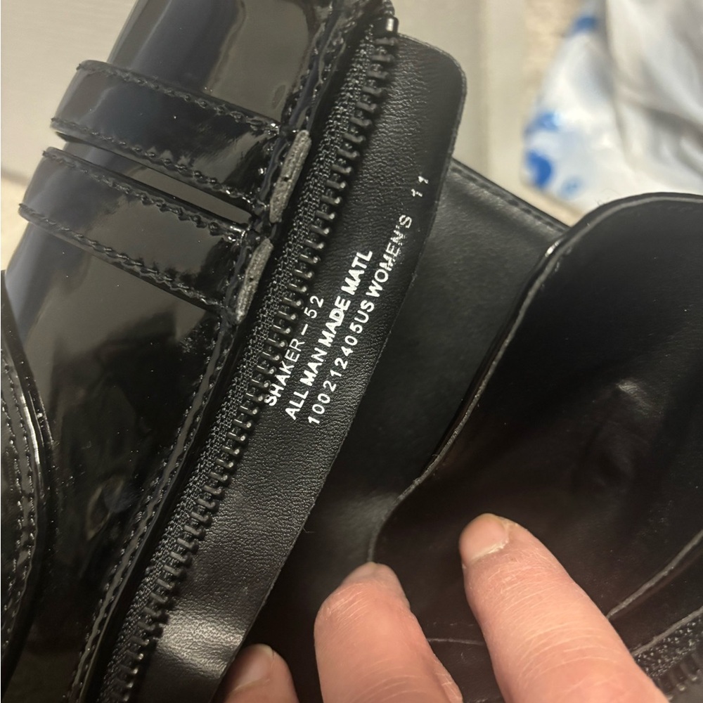 Demonia Shaker 52 Black Pstent Platform Ankle Boots. Vegan. Womens size 10 - Picture 10 of 11